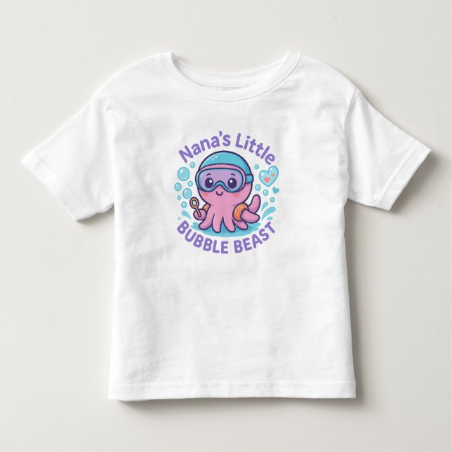 Nanas lilla bubbla Beast Cute Octopus T Shirt (Framsida)