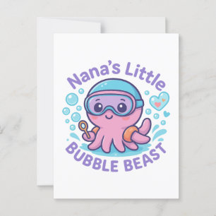Nanas lilla bubbla Beast Cute Octopus Vykort