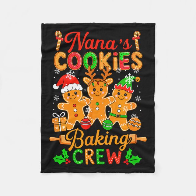 Nana's Xmas Cookie Baking Crew Funny Baker Gingerb Fleecefilt (Framsidan)