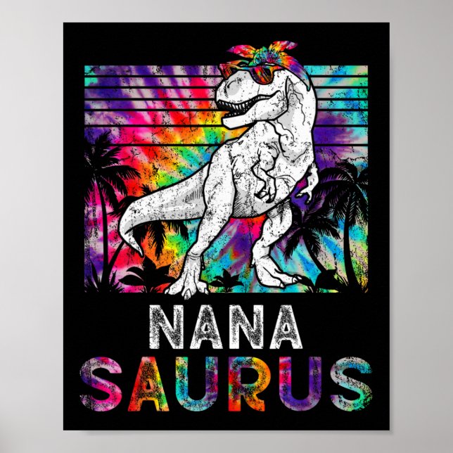 Nanasaurus Dinosaur Nana Saurus Familj Matchande T Poster (Framsidan)