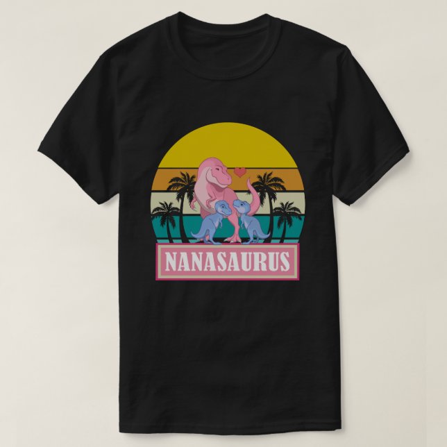 NANASAURUS Dinosaur T-Rex Fars dag T Shirt (Design framsida)