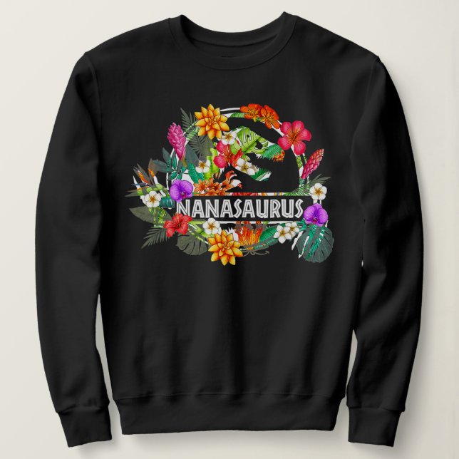 Nanasaurus Grandma Dinosaur t Rex Flower Mor T Shirt (Design framsida)