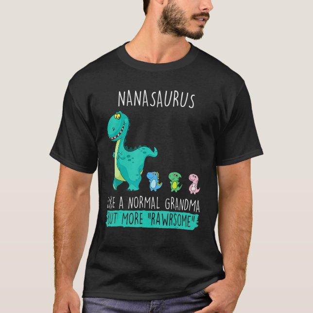 Nanasaurus Rawrsome Rex Dinosaur Nana Grandma Moth T Shirt (Framsida)