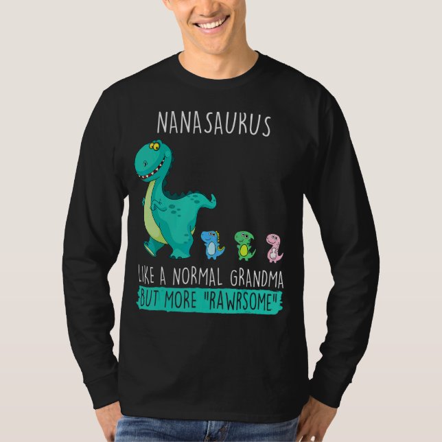 Nanasaurus Rawrsome Rex Dinosaur Nana Grandma Moth T Shirt (Framsida)
