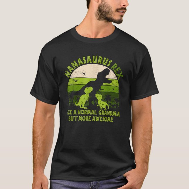 Nanasaurus Rex Grandma Dinosaur Nana Barnbarn Mot T Shirt (Framsida)
