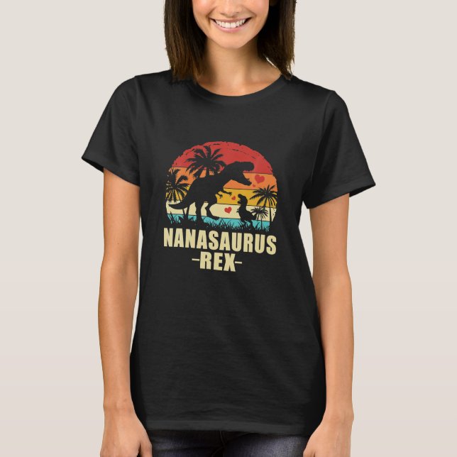 Nanasaurus T - Rex Dinosaur Nana Saurus Family Shirt (Framsida)