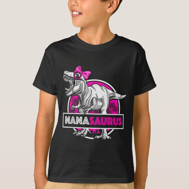 Nanasaurus T-rex Matching Funny Grandma Saurus Din T Shirt (Framsida)