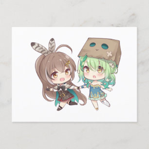 Nanashi Mumei (七詩ムメイ) och Ceres Fauna (セレス・ファウナ) Meddelande Vykort