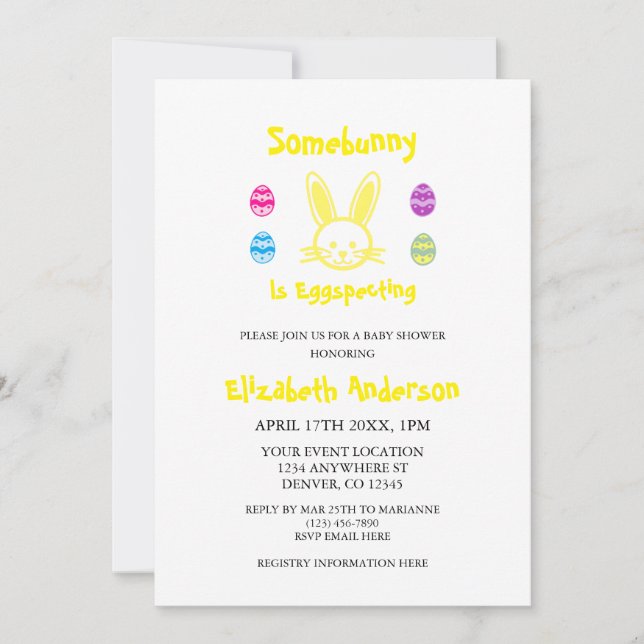 Nånbunny är ute efter Påsk-babyskor Inbjudningar (Framsida)