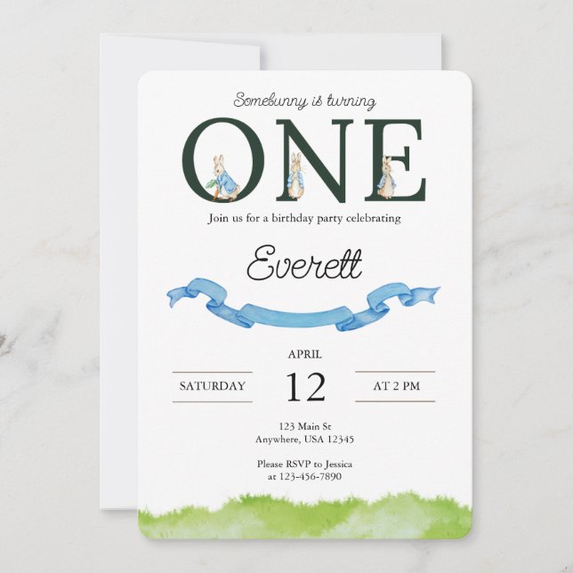 Nånbunny första födelsedagsinbjudan inbjudningar (Framsida)