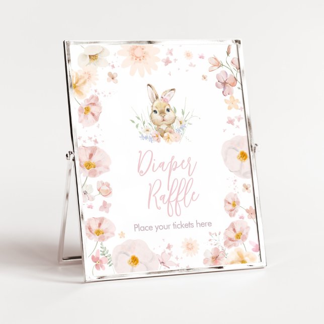Nånbunny Rabbit Baby Shower Raffle Poster (Rabbit Somebunny Baby Shower Diaper Raffle Sign)