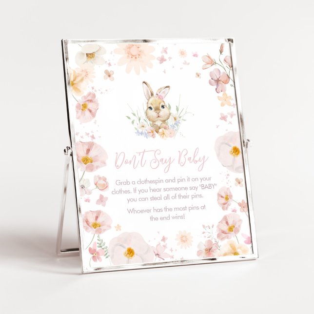 Nånbunny Rabbit Baby Shower Säg inte Baby Poster (Rabbit Somebunny Baby Shower Don't Say Baby Sign)