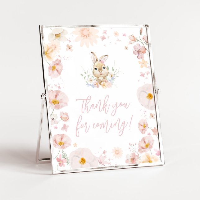 Nånbunny Rabbit Baby Shower Tack för att du kom Poster (Rabbit Somebunny Baby Shower Thank you for Coming Sign)