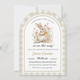 Nånbunny Speciell Gingham Vår Baby Shower Inbjudningar