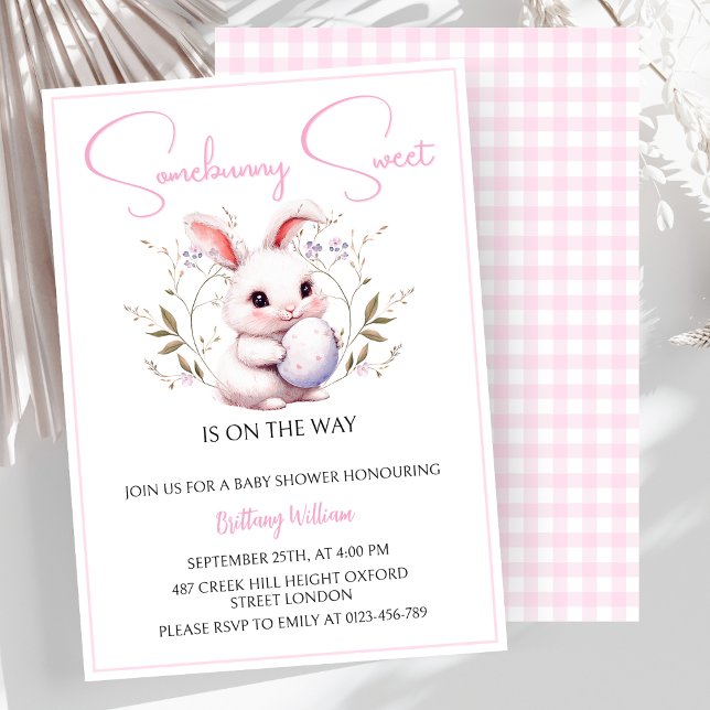 Nånbunny Sweet är på Way Girl Baby Shower Inbjudningar (Skapare uppladdad)