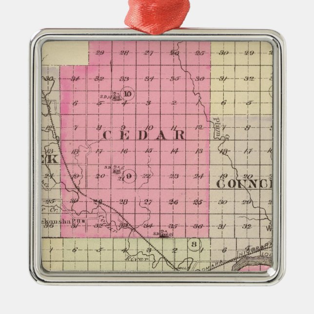 Nance County Nebraska Julgransprydnad Metall (Framsidan)