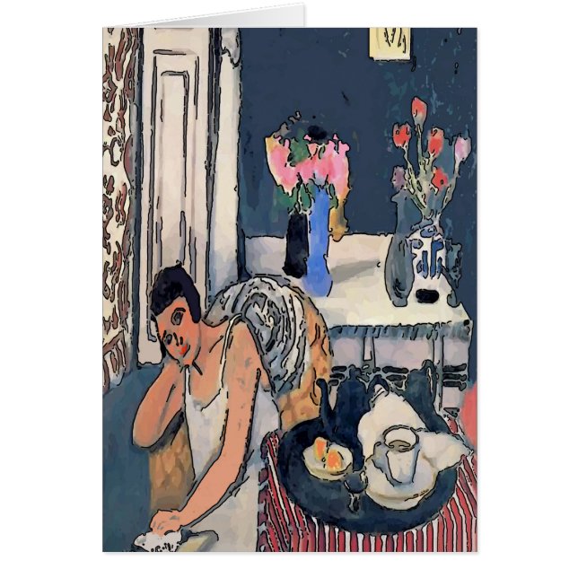 Nancy Breakf with Flowers Abstrakt, Matisse Stil Hälsningskort (Framsidan)
