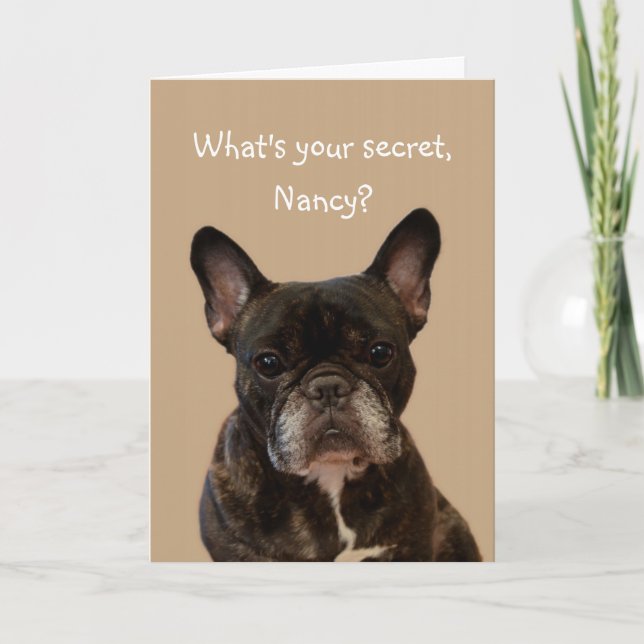Nancy Fransk Bulldog Shakespeare Grattis på födels Kort (Framsida)