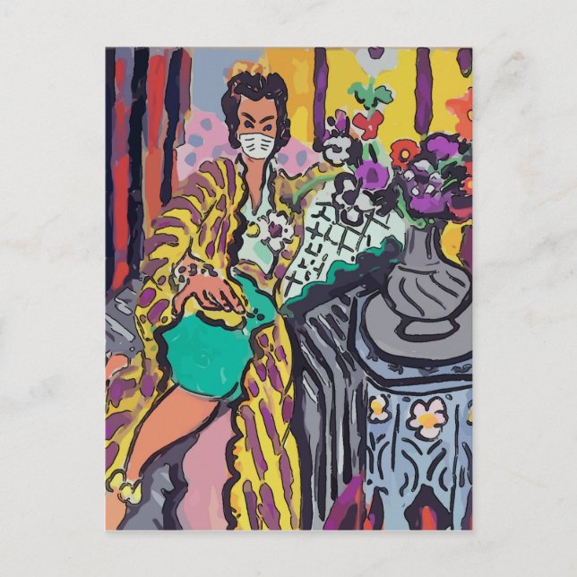 Nancy i hälsomask vykort (Framsida)