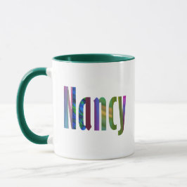 "Nancy" Namn i Roligt och Bright Colorful Brev Art Mugg