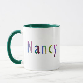 "Nancy" Namn i Vivid Vår Färgad Lettering Art Mugg