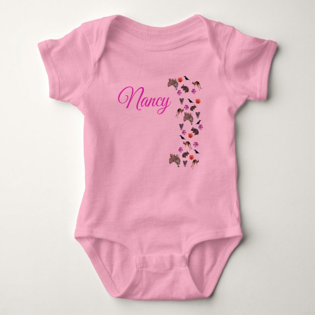 Nancy, Namn,  Med Australiensisk Vilda Djur, Baby  T Shirt (Framsida)