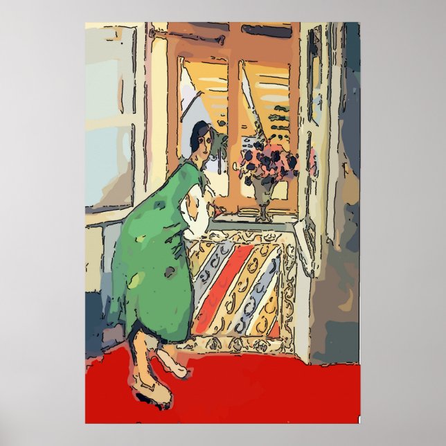 Nancy vid fönster i Destin Poster (Framsidan)