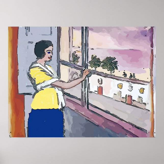 Nancy vid fönstret när hon tittar på sina barn poster (Framsidan)