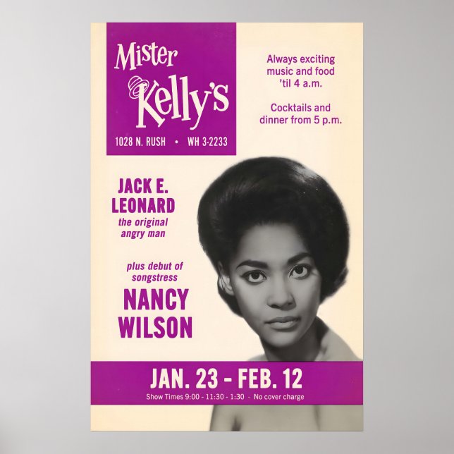 Nancy Wilson jazzaffisch - Mister Kelly's Poster (Framsidan)