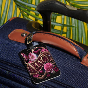 Nancy's Floral Namplate Bagagebricka