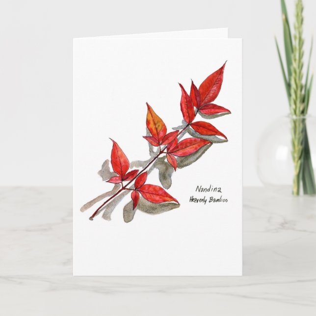 Nandina eller Himmelsk Bamboo Kort (Framsida)