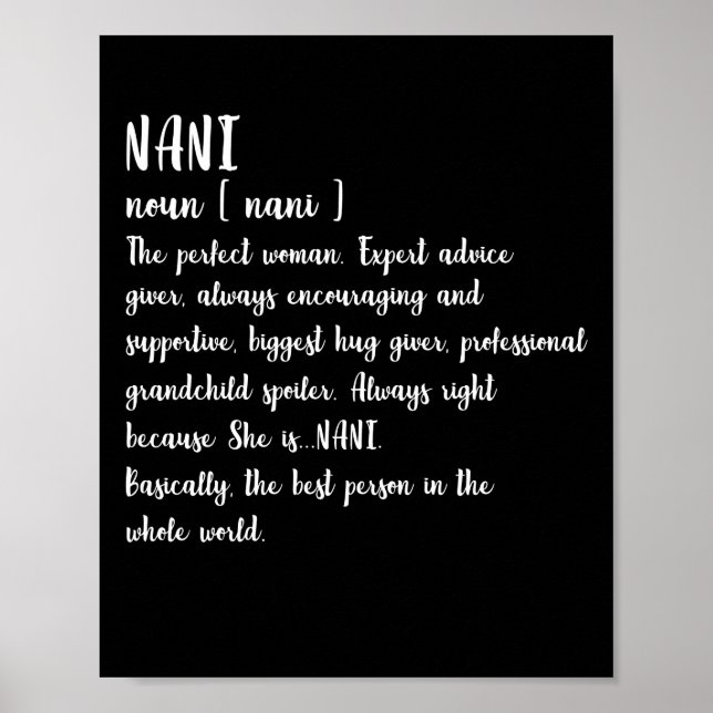 Nani Definition Grandma Mors dag Women Poster (Framsidan)