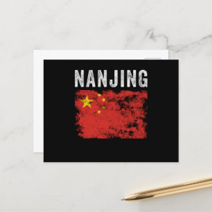 Nanjing China Flagga Chinese Souvenir Vykort