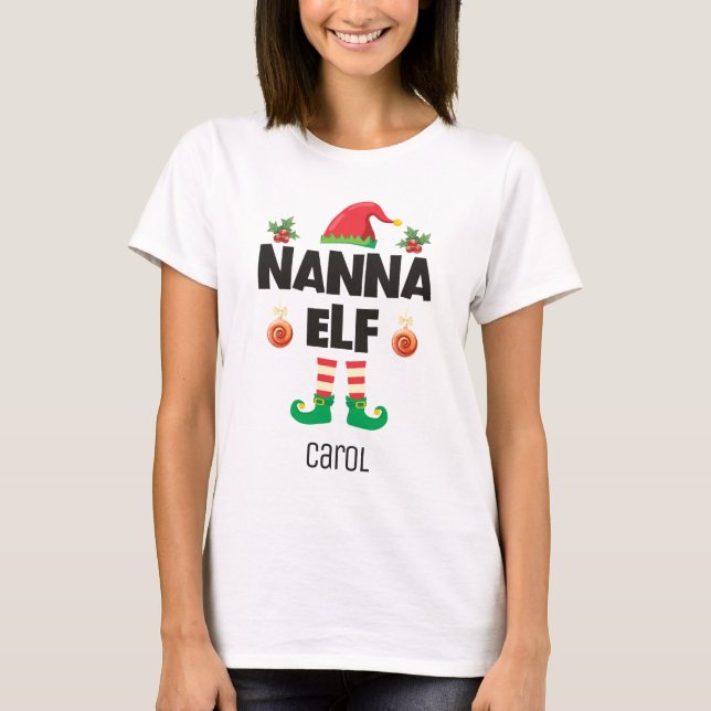 Nanna elf-familjens matchande julklapp namn t shirt (Framsida)