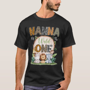 Nanna från Vilden en första födelsedag Safari Wood T Shirt
