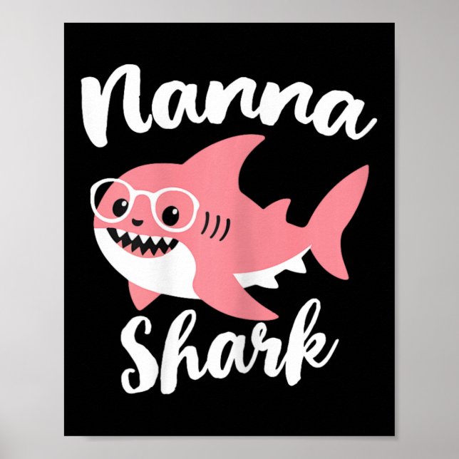 Nanna Shark Mors dag Grandma Funny Poster (Framsidan)