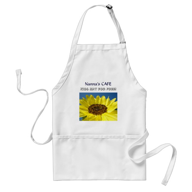 Nannas CAFE-aprons Kids Eat for Free! Solblommor Förkläde (Framsidan)