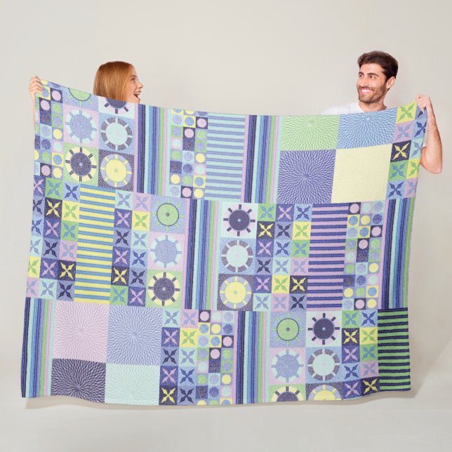 Nannas Söt Faux Sticka Crochet Blanket Mönster Fleecefilt (På plats)