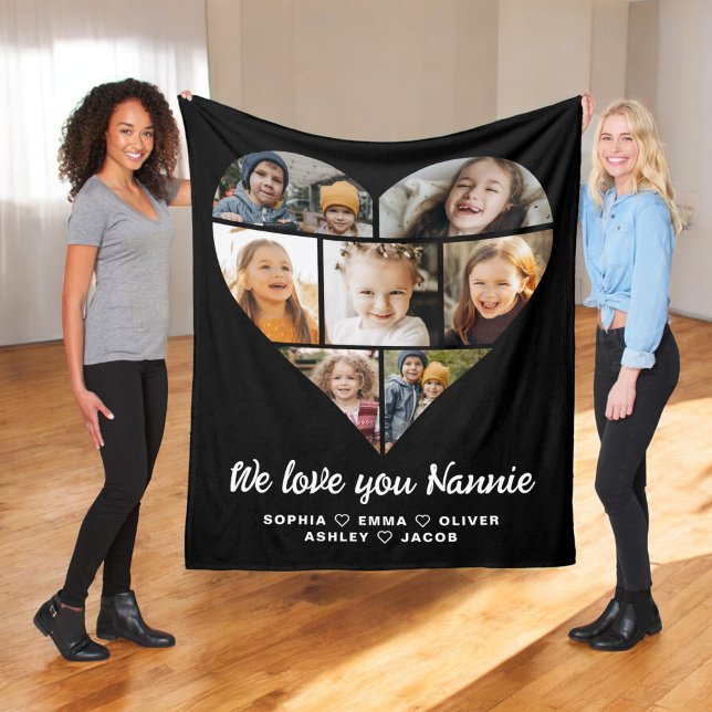 Nannie Vi kärlek dig 7 fotokollage Fleecefilt (Skapare uppladdad)