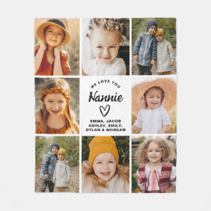Nannie Vi Kärlek dig Hearts Modern Photo Collage Fleecefilt