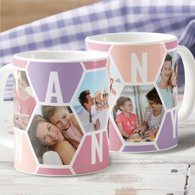 Nanny 5 Photo Editable 5 Brev Honeycomb Kaffemugg (Skapare uppladdad)