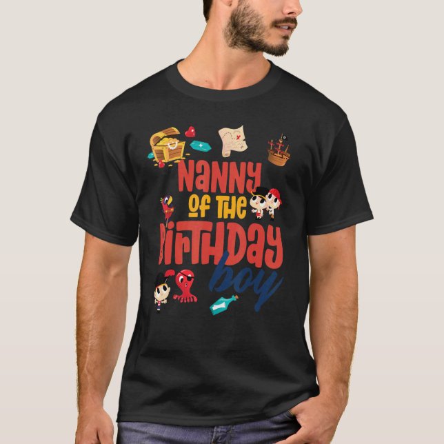 Nanny Birthday Boy Pirat Födelsedagsfest Theme Oce T Shirt (Framsida)