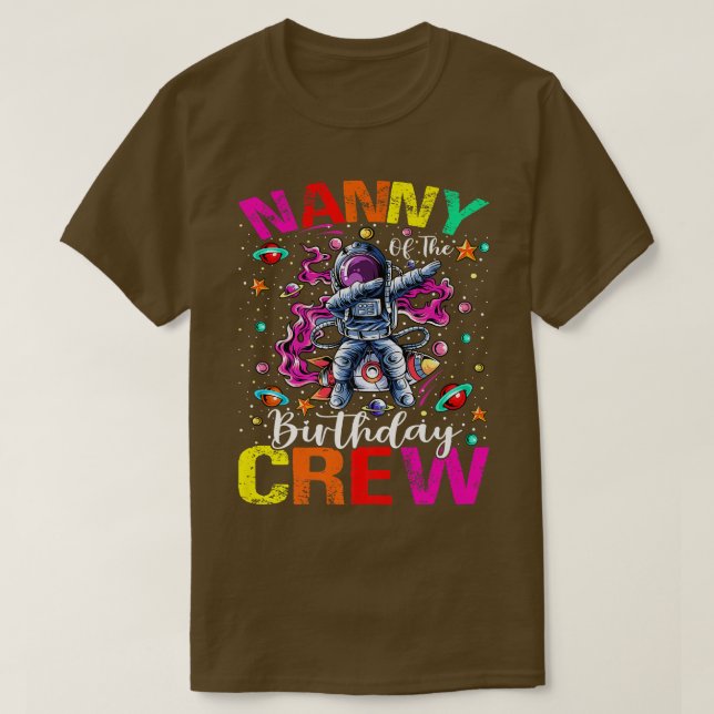 Nanny Birthday Crew Astronaut Space Planets T Shirt (Design framsida)