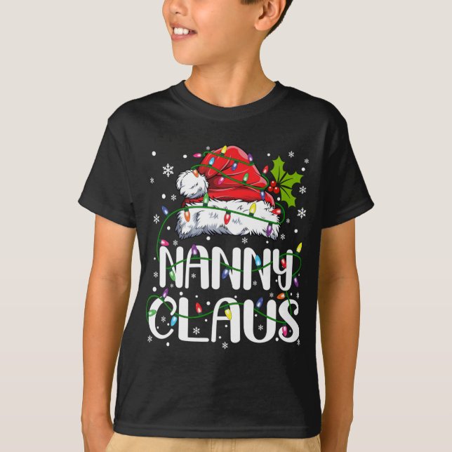 Nanny Claus jul Ljus Pajama Family Matchin T Shirt (Framsida)