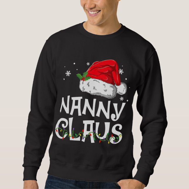 Nanny Claus Santa Funny jul Pajama Matching Lång Ärmad Tröja (Framsida)