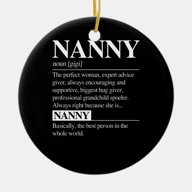 Nanny Definition Grandma Mor Day Gifts Women Julgransprydnad Keramik (Framsidan)