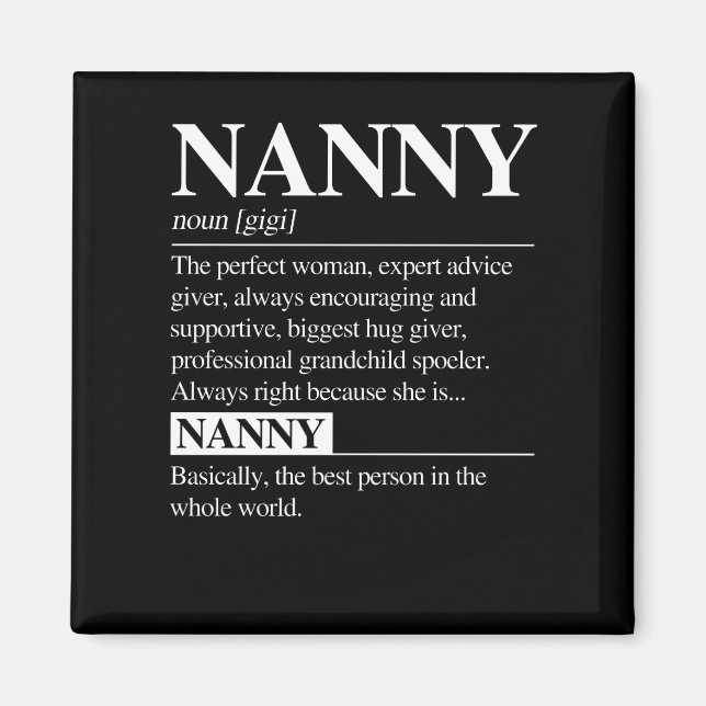 Nanny Definition Grandma Mor Day Gifts Women Magnet (Framsidan)