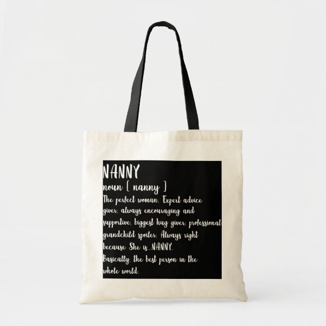 Nanny Definition Grandma Mor Day Women Tygkasse (Framsidan)
