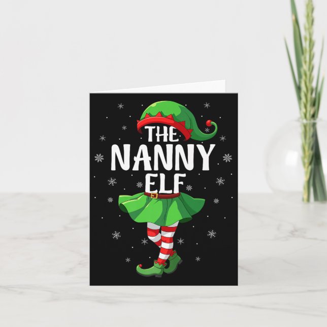 Nanny Elf Christmas Girls Women Elf Squad Xmas Fam Kort (Framsida)