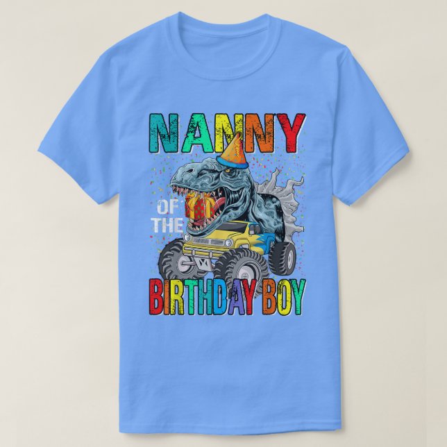 Nanny of the Birthday Boy Monster Lastbil Dinosaur T Shirt (Design framsida)